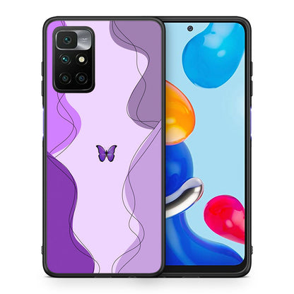 Θήκη Αγίου Βαλεντίνου Xiaomi Redmi 10 / Redmi Note 11 4G Purple Mariposa από τη Smartfits με σχέδιο στο πίσω μέρος και μαύρο περίβλημα | Xiaomi Redmi 10 / Redmi Note 11 4G Purple Mariposa case with colorful back and black bezels