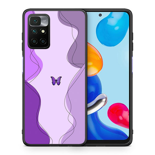 Θήκη Αγίου Βαλεντίνου Xiaomi Redmi 10 / Redmi Note 11 4G Purple Mariposa από τη Smartfits με σχέδιο στο πίσω μέρος και μαύρο περίβλημα | Xiaomi Redmi 10 / Redmi Note 11 4G Purple Mariposa case with colorful back and black bezels
