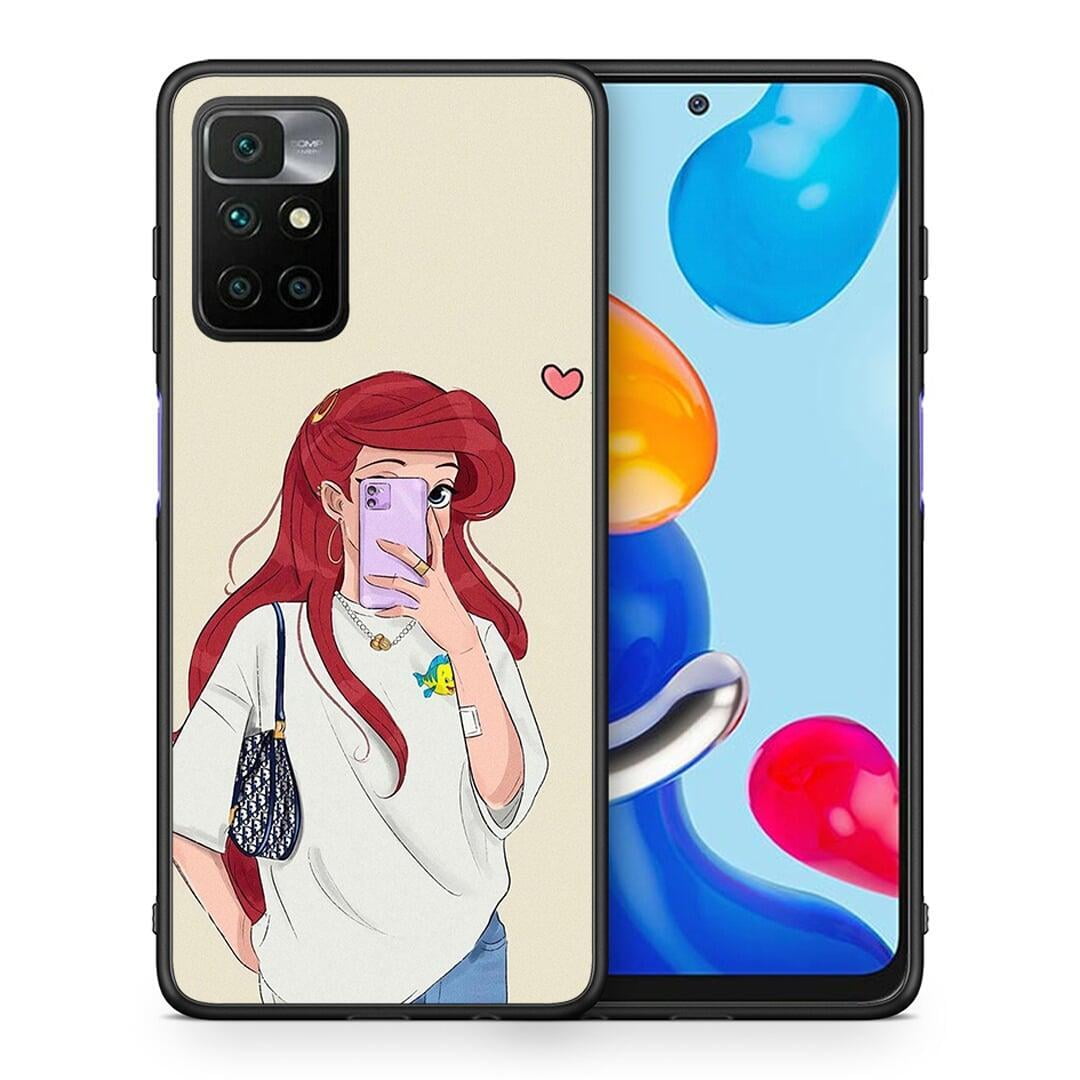Θήκη Xiaomi Redmi 10 / Redmi Note 11 4G Walking Mermaid από τη Smartfits με σχέδιο στο πίσω μέρος και μαύρο περίβλημα | Xiaomi Redmi 10 / Redmi Note 11 4G Walking Mermaid case with colorful back and black bezels