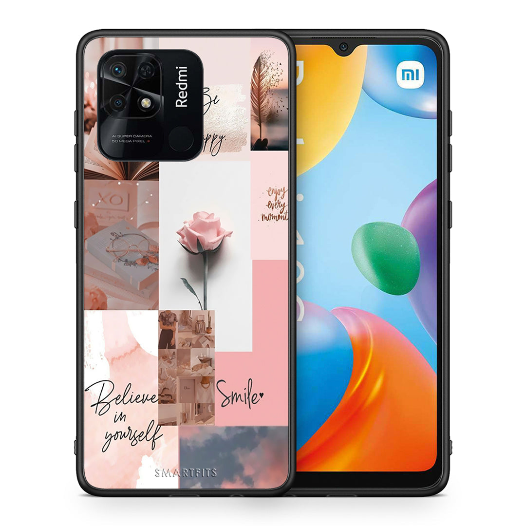 Θήκη Xiaomi Redmi 10C Aesthetic Collage από τη Smartfits με σχέδιο στο πίσω μέρος και μαύρο περίβλημα | Xiaomi Redmi 10C Aesthetic Collage case with colorful back and black bezels