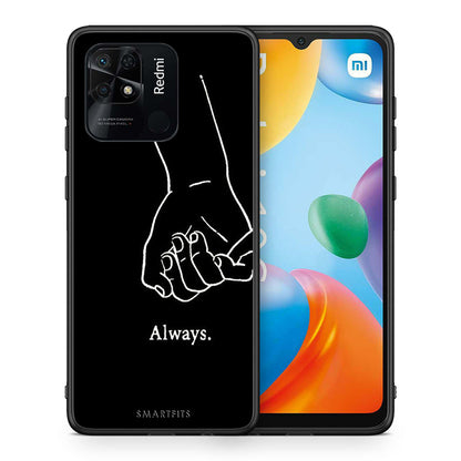 Θήκη Αγίου Βαλεντίνου Xiaomi Redmi 10C Always & Forever 1 από τη Smartfits με σχέδιο στο πίσω μέρος και μαύρο περίβλημα | Xiaomi Redmi 10C Always & Forever 1 case with colorful back and black bezels