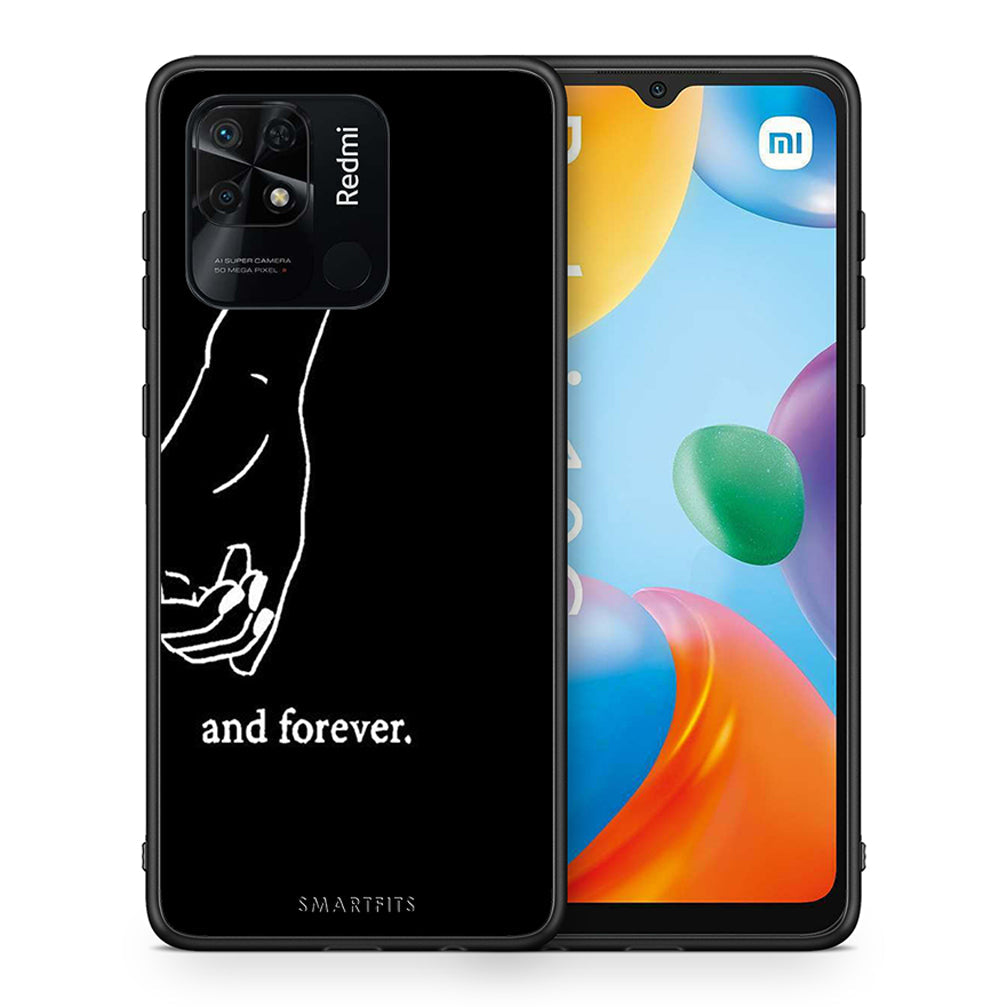 Θήκη Αγίου Βαλεντίνου Xiaomi Redmi 10C Always & Forever 2 από τη Smartfits με σχέδιο στο πίσω μέρος και μαύρο περίβλημα | Xiaomi Redmi 10C Always & Forever 2 case with colorful back and black bezels