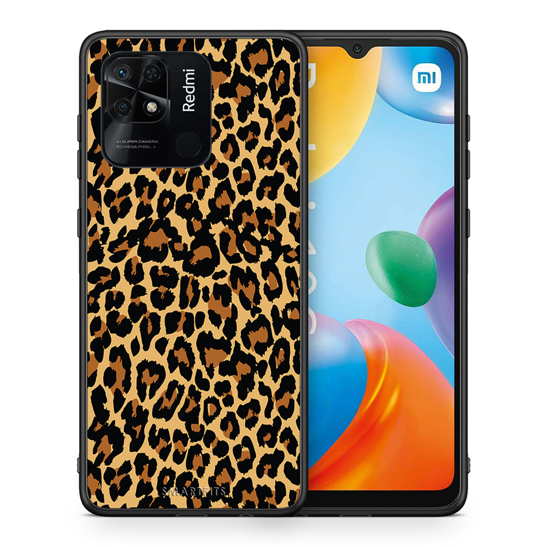 Θήκη Xiaomi Redmi 10C Leopard Animal από τη Smartfits με σχέδιο στο πίσω μέρος και μαύρο περίβλημα | Xiaomi Redmi 10C Leopard Animal case with colorful back and black bezels