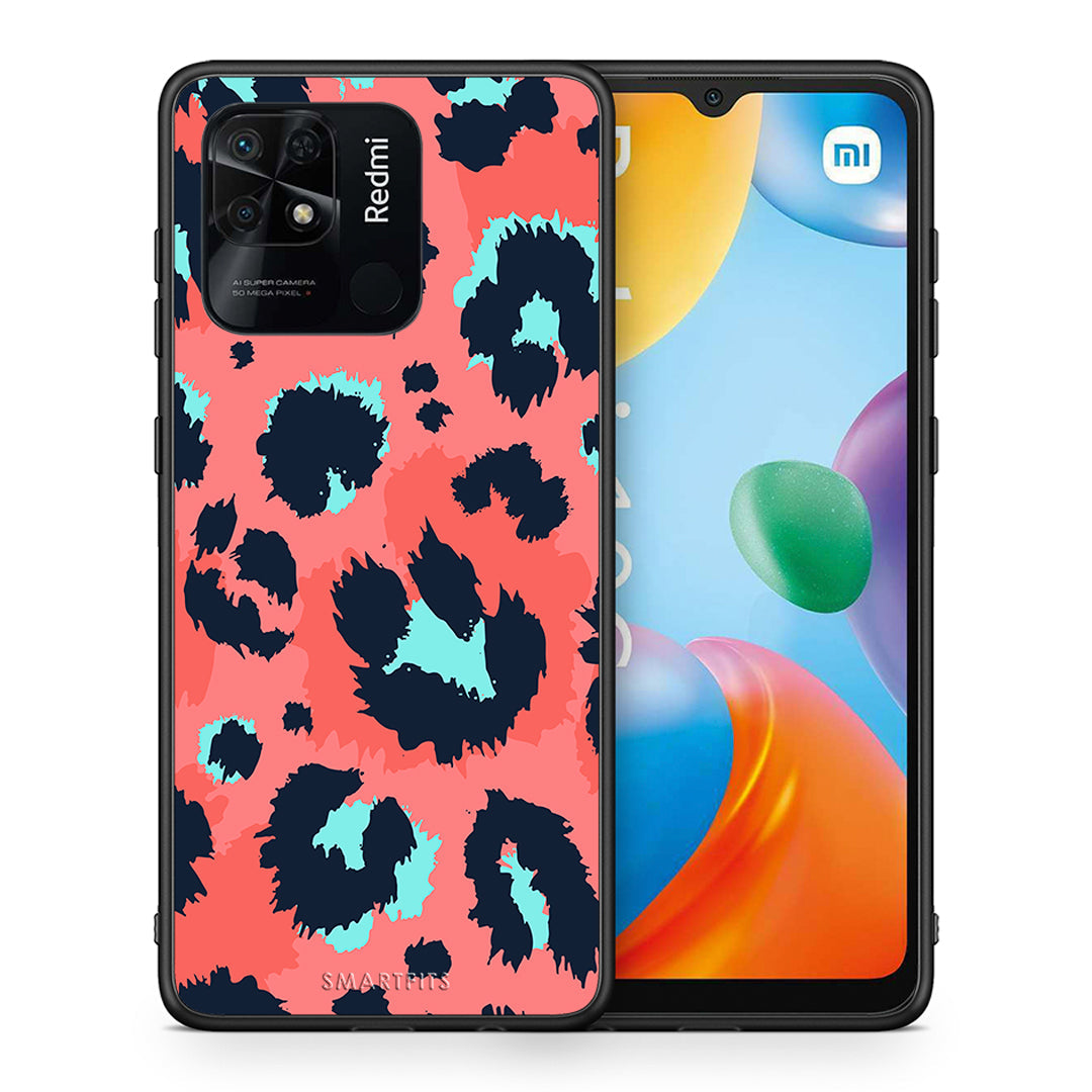 Θήκη Xiaomi Redmi 10C Pink Leopard Animal από τη Smartfits με σχέδιο στο πίσω μέρος και μαύρο περίβλημα | Xiaomi Redmi 10C Pink Leopard Animal case with colorful back and black bezels