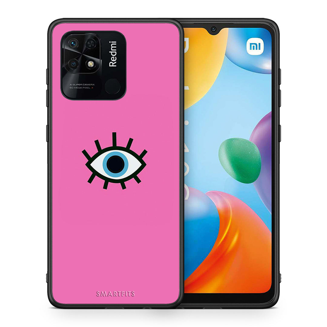 Θήκη Xiaomi Redmi 10C Blue Eye Pink από τη Smartfits με σχέδιο στο πίσω μέρος και μαύρο περίβλημα | Xiaomi Redmi 10C Blue Eye Pink case with colorful back and black bezels