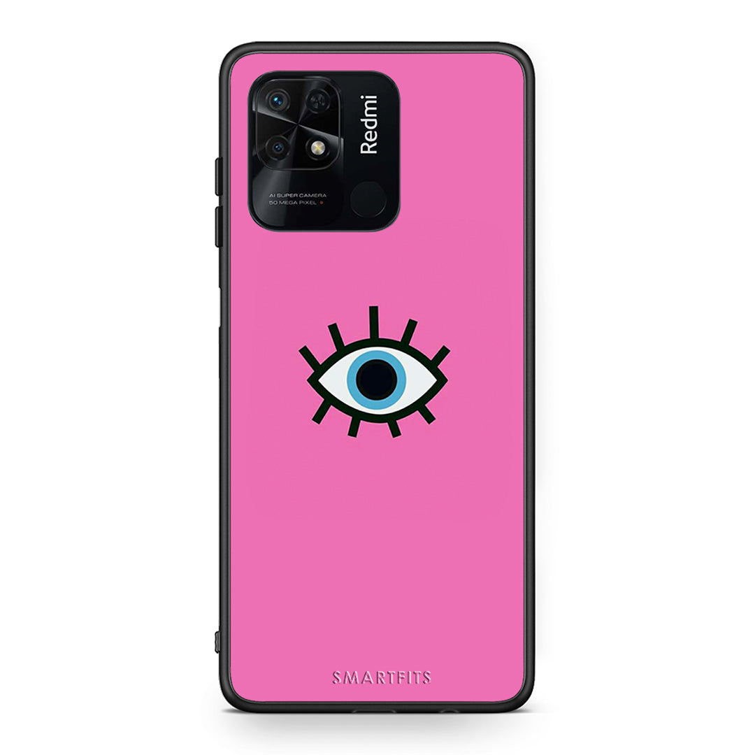 Xiaomi Redmi 10C Blue Eye Pink θήκη από τη Smartfits με σχέδιο στο πίσω μέρος και μαύρο περίβλημα | Smartphone case with colorful back and black bezels by Smartfits