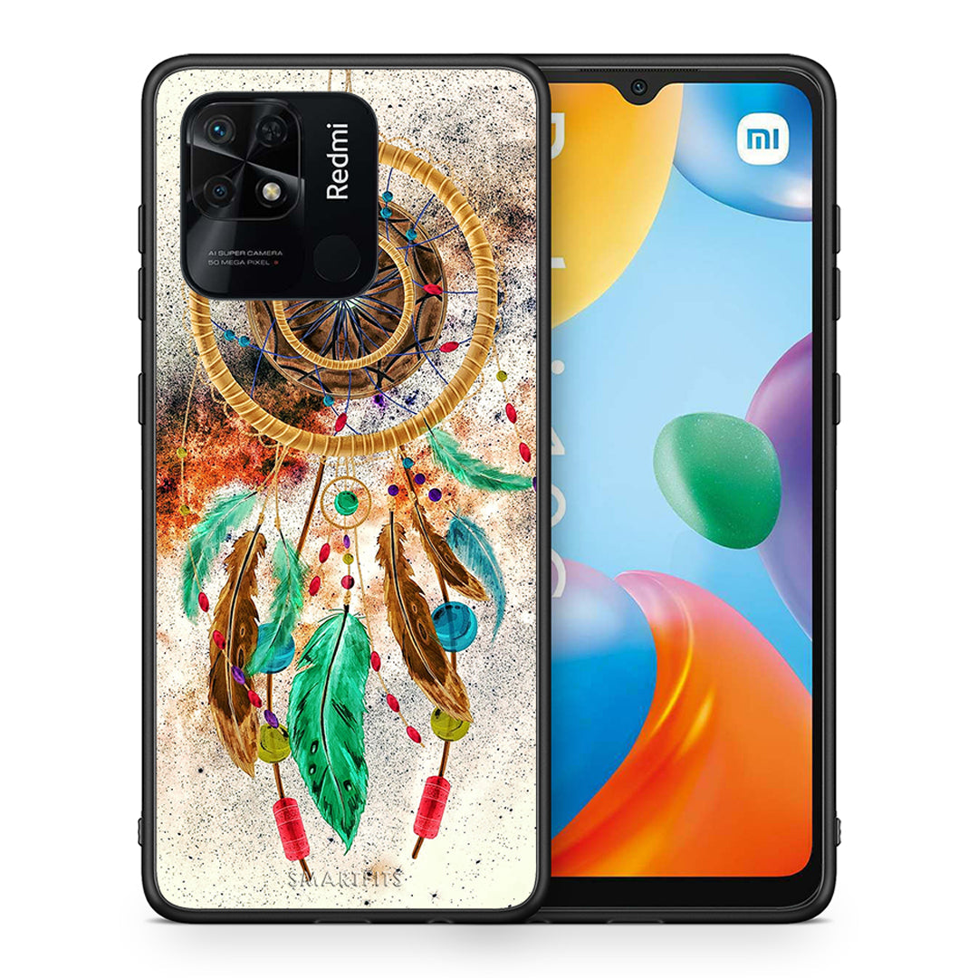 Θήκη Xiaomi Redmi 10C DreamCatcher Boho από τη Smartfits με σχέδιο στο πίσω μέρος και μαύρο περίβλημα | Xiaomi Redmi 10C DreamCatcher Boho case with colorful back and black bezels