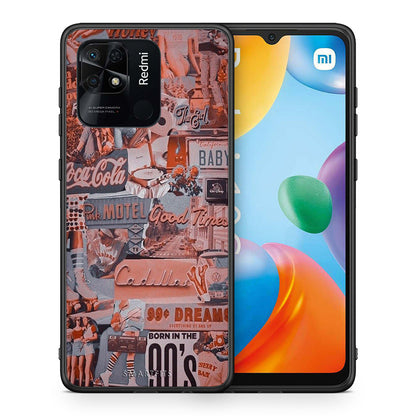 Θήκη Xiaomi Redmi 10C Born In 90s από τη Smartfits με σχέδιο στο πίσω μέρος και μαύρο περίβλημα | Xiaomi Redmi 10C Born In 90s case with colorful back and black bezels