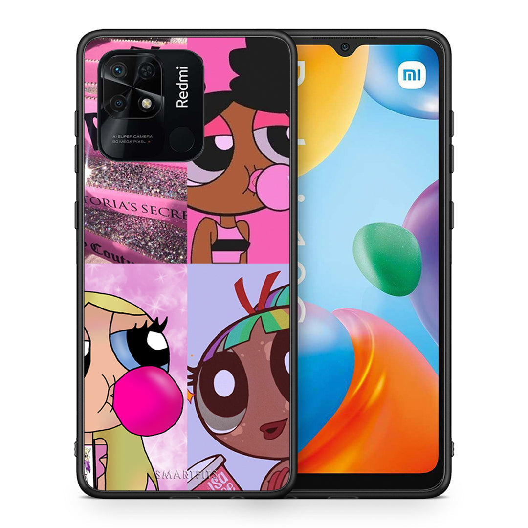 Θήκη Αγίου Βαλεντίνου Xiaomi Redmi 10C Bubble Girls από τη Smartfits με σχέδιο στο πίσω μέρος και μαύρο περίβλημα | Xiaomi Redmi 10C Bubble Girls case with colorful back and black bezels