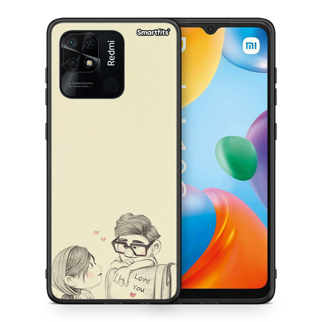 Θήκη Xiaomi Redmi 10C Carl And Ellie από τη Smartfits με σχέδιο στο πίσω μέρος και μαύρο περίβλημα | Xiaomi Redmi 10C Carl And Ellie case with colorful back and black bezels