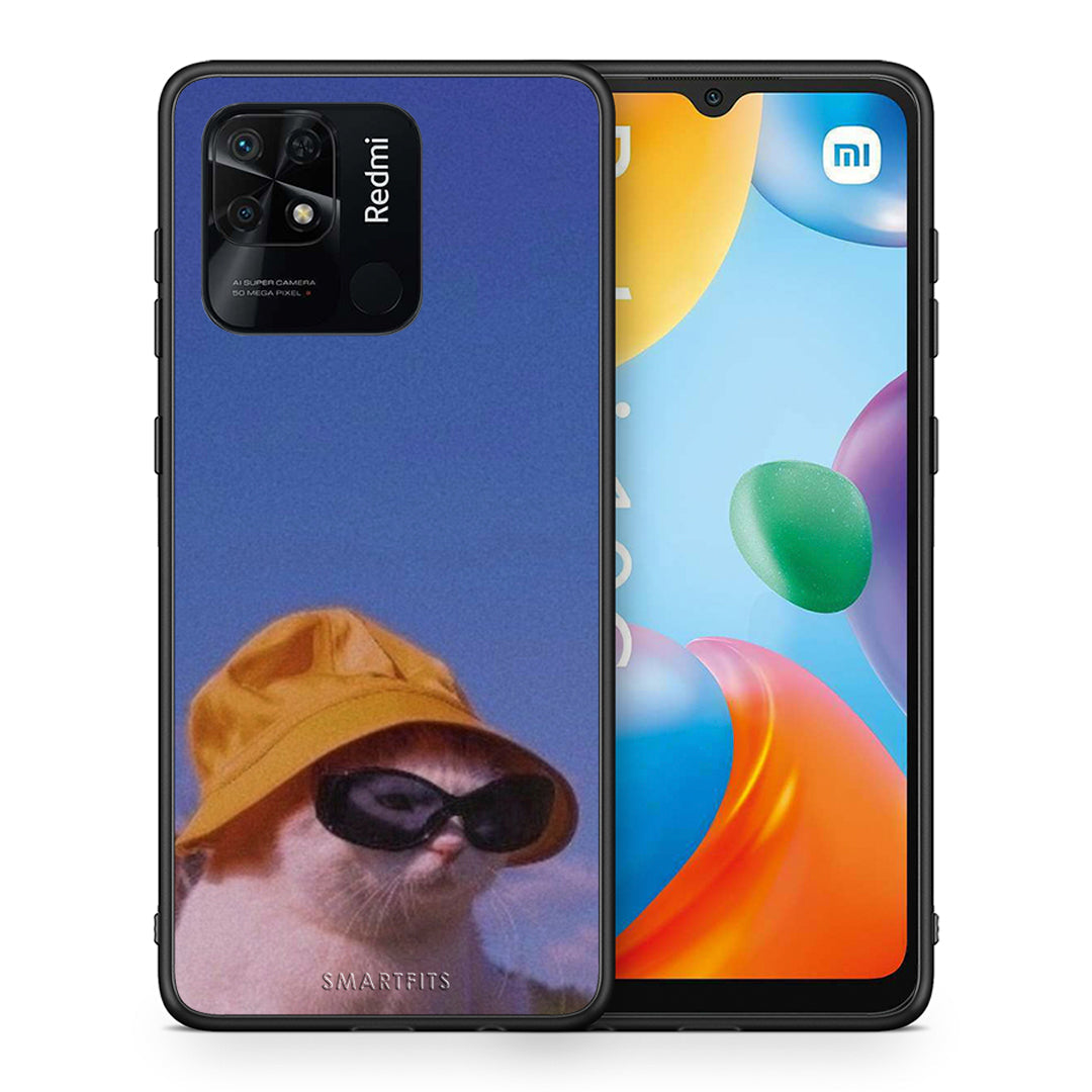 Θήκη Xiaomi Redmi 10C Cat Diva από τη Smartfits με σχέδιο στο πίσω μέρος και μαύρο περίβλημα | Xiaomi Redmi 10C Cat Diva case with colorful back and black bezels