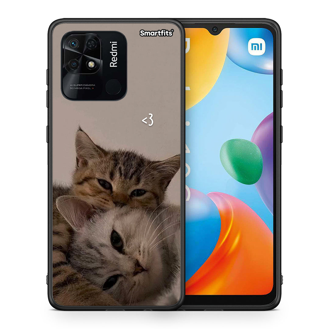 Θήκη Xiaomi Redmi 10C Cats In Love από τη Smartfits με σχέδιο στο πίσω μέρος και μαύρο περίβλημα | Xiaomi Redmi 10C Cats In Love case with colorful back and black bezels