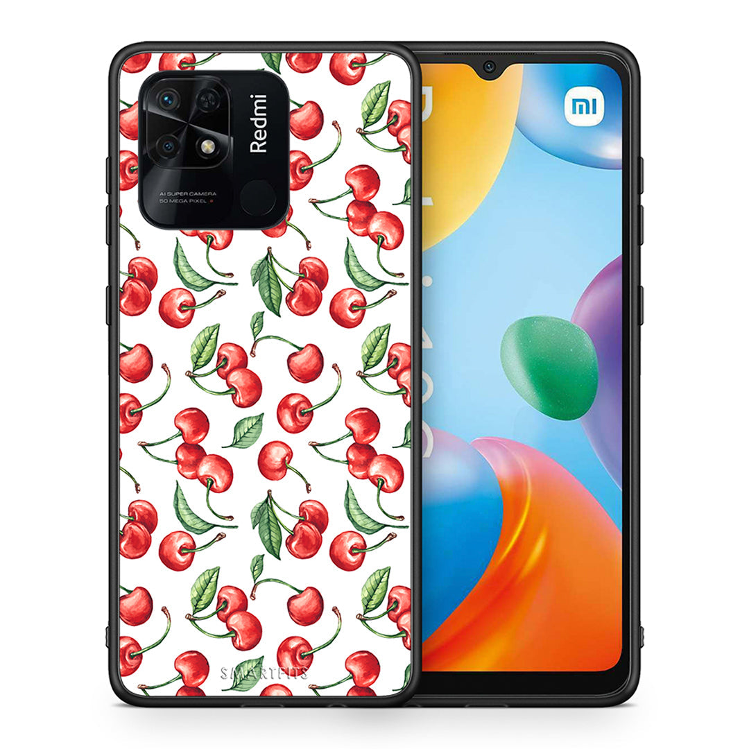Θήκη Xiaomi Redmi 10C Cherry Summer από τη Smartfits με σχέδιο στο πίσω μέρος και μαύρο περίβλημα | Xiaomi Redmi 10C Cherry Summer case with colorful back and black bezels