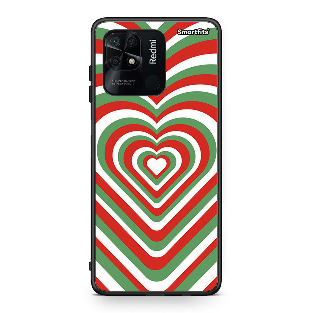 Xiaomi Redmi 10C Christmas Hearts θήκη από τη Smartfits με σχέδιο στο πίσω μέρος και μαύρο περίβλημα | Smartphone case with colorful back and black bezels by Smartfits