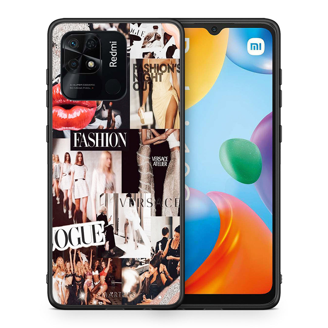 Θήκη Αγίου Βαλεντίνου Xiaomi Redmi 10C Collage Fashion από τη Smartfits με σχέδιο στο πίσω μέρος και μαύρο περίβλημα | Xiaomi Redmi 10C Collage Fashion case with colorful back and black bezels
