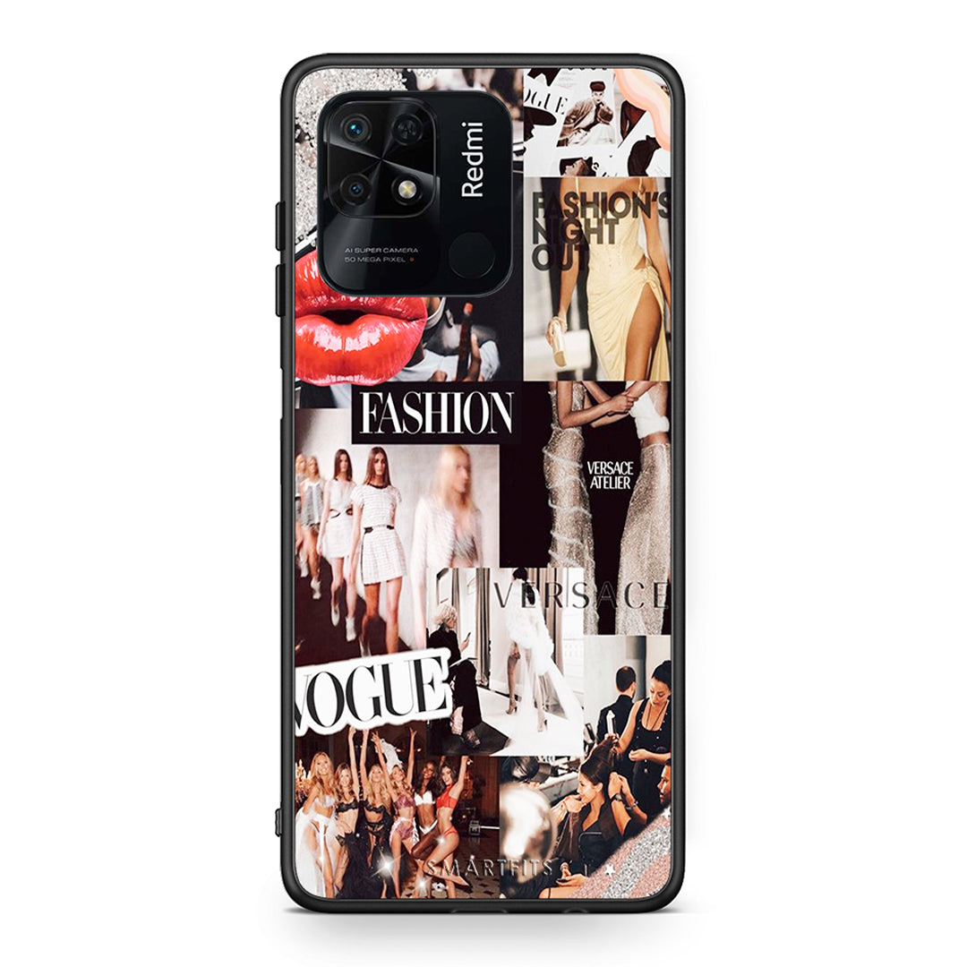 Xiaomi Redmi 10C Collage Fashion Θήκη Αγίου Βαλεντίνου από τη Smartfits με σχέδιο στο πίσω μέρος και μαύρο περίβλημα | Smartphone case with colorful back and black bezels by Smartfits