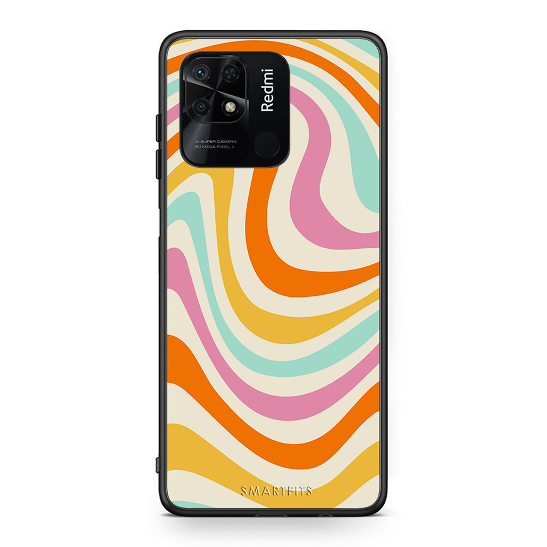 Xiaomi Redmi 10C Colourful Waves θήκη από τη Smartfits με σχέδιο στο πίσω μέρος και μαύρο περίβλημα | Smartphone case with colorful back and black bezels by Smartfits