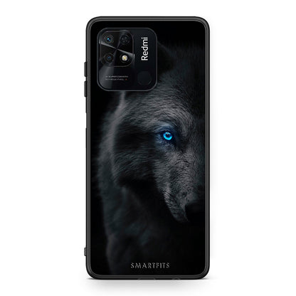 Xiaomi Redmi 10C Dark Wolf θήκη από τη Smartfits με σχέδιο στο πίσω μέρος και μαύρο περίβλημα | Smartphone case with colorful back and black bezels by Smartfits