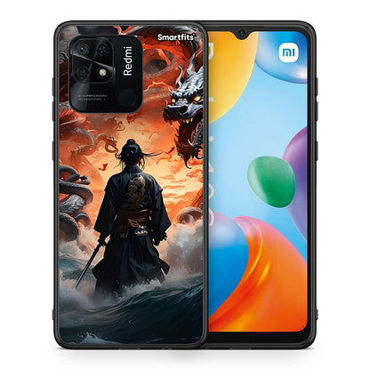 Θήκη Xiaomi Redmi 10C Dragons Fight από τη Smartfits με σχέδιο στο πίσω μέρος και μαύρο περίβλημα | Xiaomi Redmi 10C Dragons Fight case with colorful back and black bezels