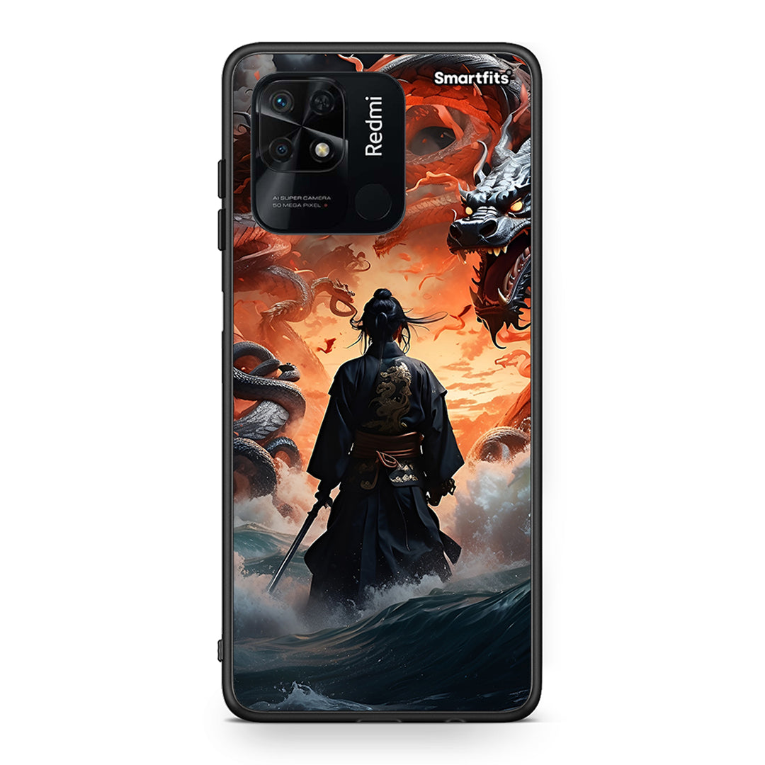 Xiaomi Redmi 10C Dragons Fight θήκη από τη Smartfits με σχέδιο στο πίσω μέρος και μαύρο περίβλημα | Smartphone case with colorful back and black bezels by Smartfits