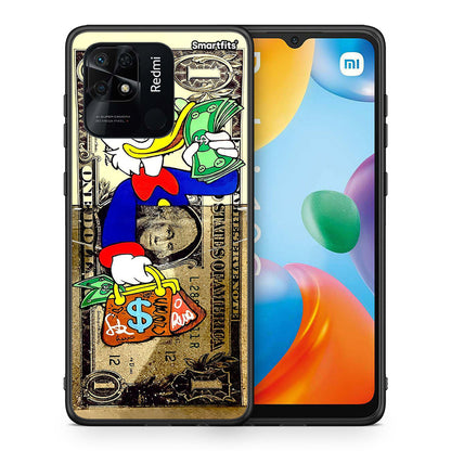 Θήκη Xiaomi Redmi 10C Duck Money από τη Smartfits με σχέδιο στο πίσω μέρος και μαύρο περίβλημα | Xiaomi Redmi 10C Duck Money case with colorful back and black bezels