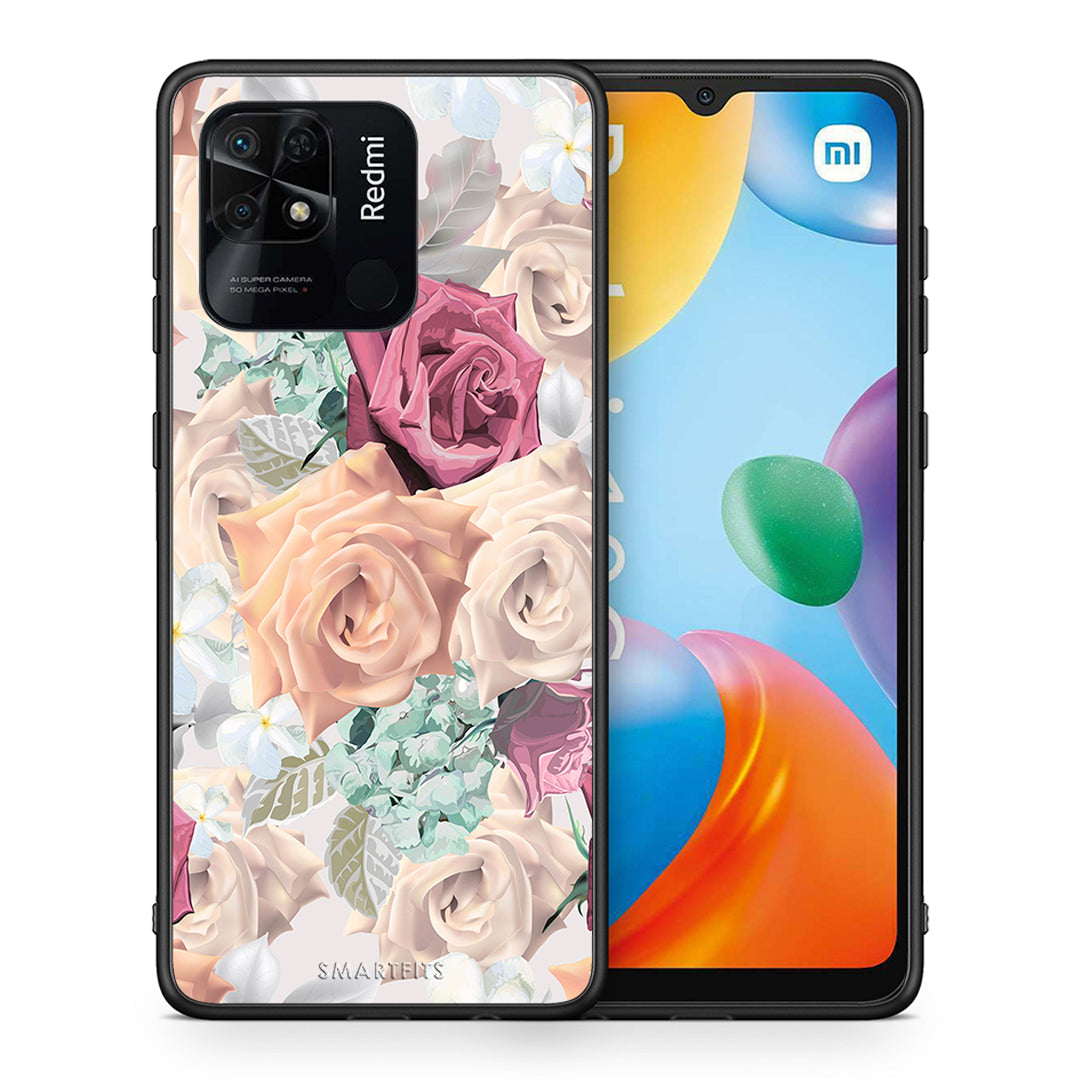 Θήκη Xiaomi Redmi 10C Bouquet Floral από τη Smartfits με σχέδιο στο πίσω μέρος και μαύρο περίβλημα | Xiaomi Redmi 10C Bouquet Floral case with colorful back and black bezels