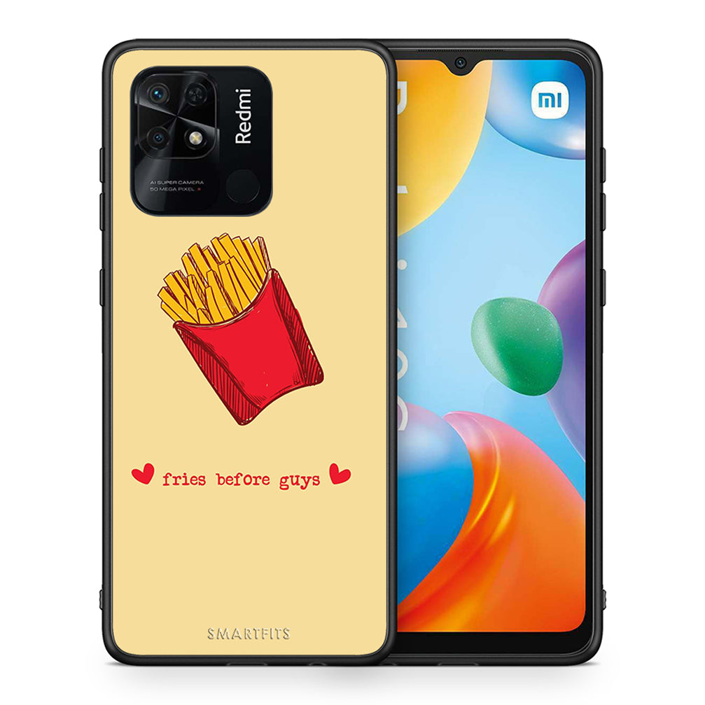 Θήκη Αγίου Βαλεντίνου Xiaomi Redmi 10C Fries Before Guys από τη Smartfits με σχέδιο στο πίσω μέρος και μαύρο περίβλημα | Xiaomi Redmi 10C Fries Before Guys case with colorful back and black bezels