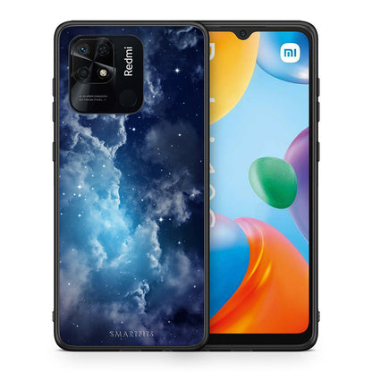 Θήκη Xiaomi Redmi 10C Blue Sky Galaxy από τη Smartfits με σχέδιο στο πίσω μέρος και μαύρο περίβλημα | Xiaomi Redmi 10C Blue Sky Galaxy case with colorful back and black bezels