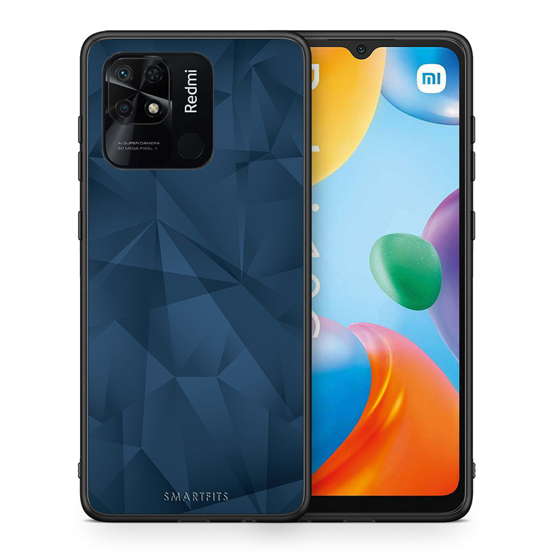 Θήκη Xiaomi Redmi 10C Blue Abstract Geometric από τη Smartfits με σχέδιο στο πίσω μέρος και μαύρο περίβλημα | Xiaomi Redmi 10C Blue Abstract Geometric case with colorful back and black bezels