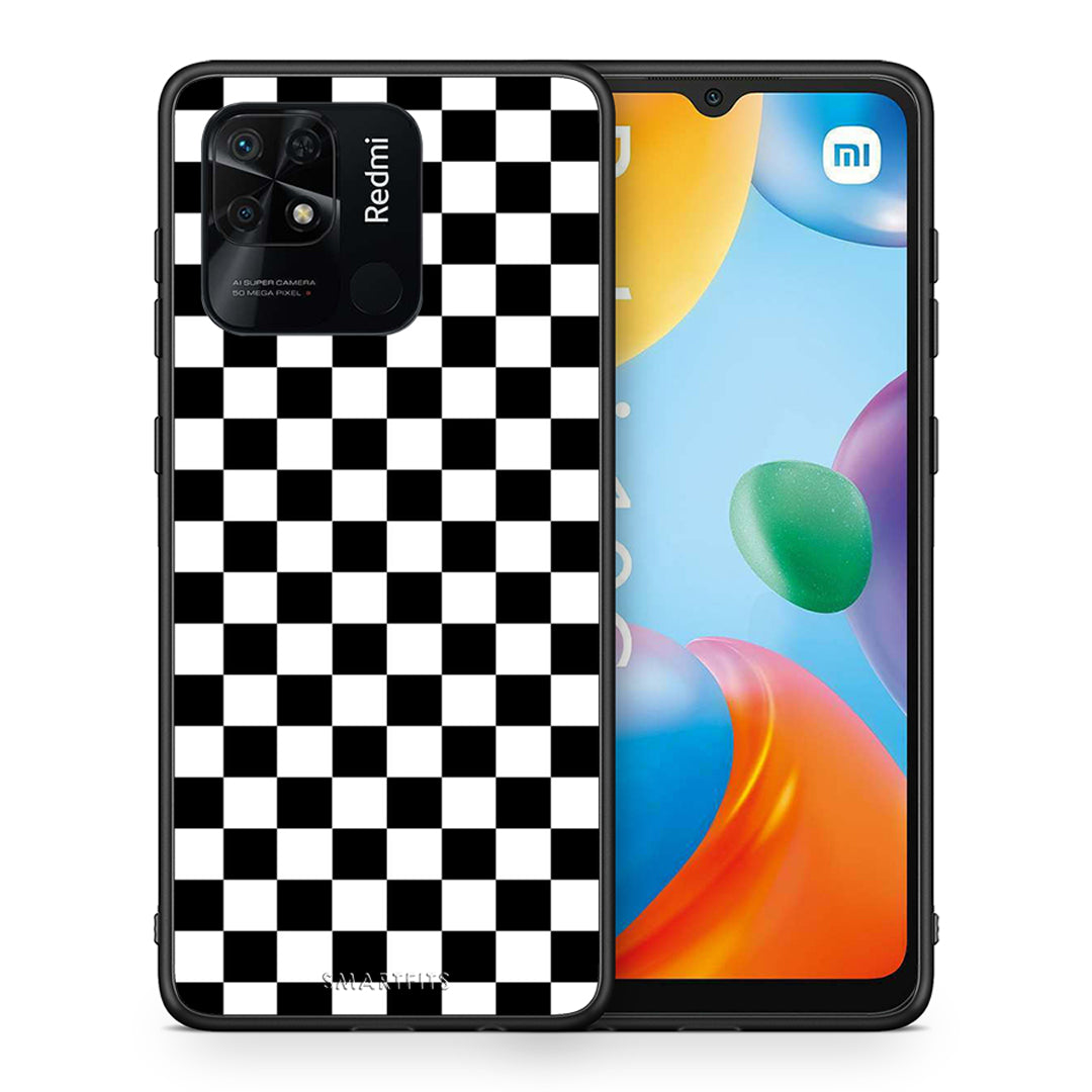 Θήκη Xiaomi Redmi 10C Squares Geometric από τη Smartfits με σχέδιο στο πίσω μέρος και μαύρο περίβλημα | Xiaomi Redmi 10C Squares Geometric case with colorful back and black bezels