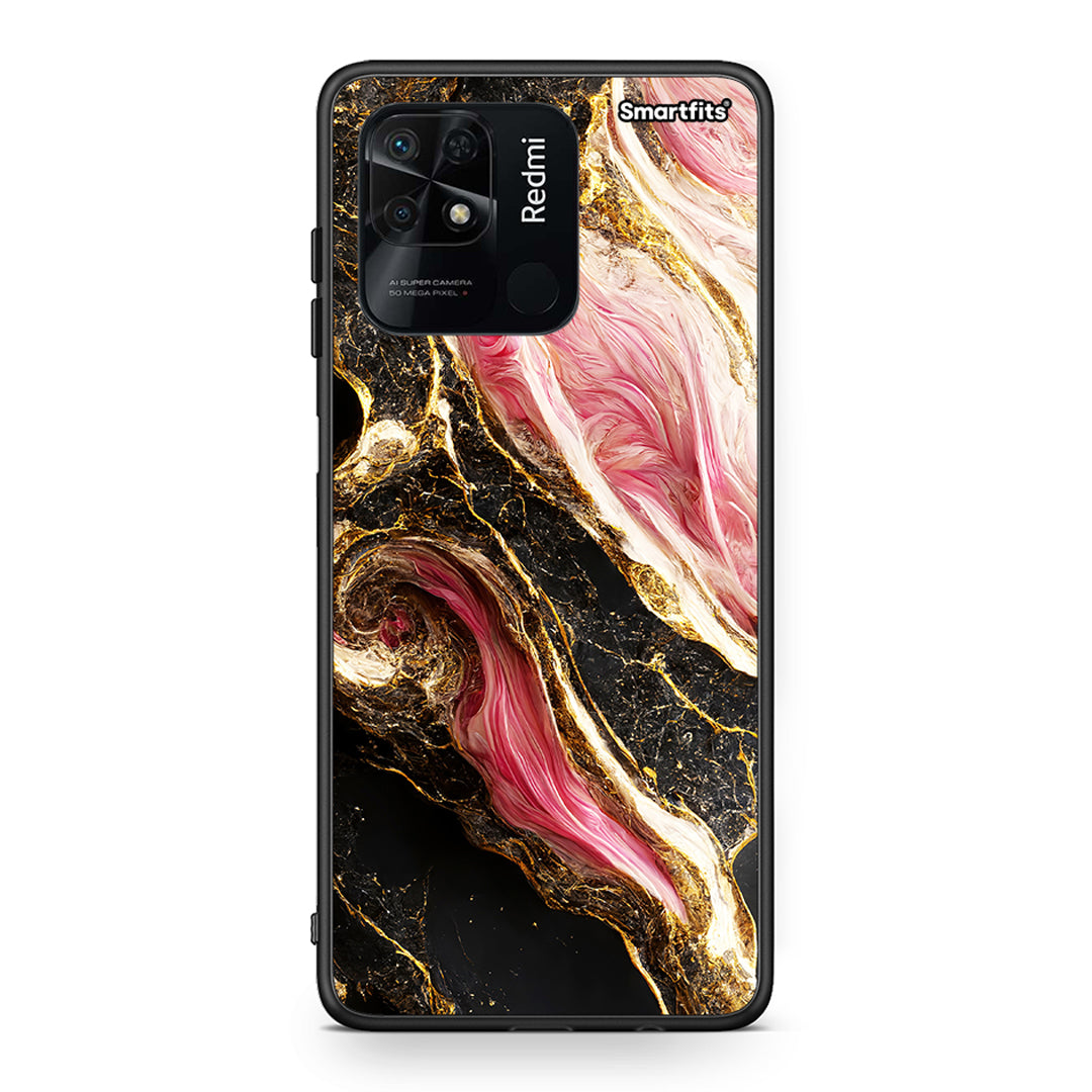 Xiaomi Redmi 10C Glamorous Pink Marble θήκη από τη Smartfits με σχέδιο στο πίσω μέρος και μαύρο περίβλημα | Smartphone case with colorful back and black bezels by Smartfits