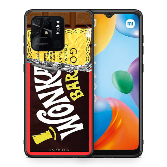 Θήκη Xiaomi Redmi 10C Golden Ticket από τη Smartfits με σχέδιο στο πίσω μέρος και μαύρο περίβλημα | Xiaomi Redmi 10C Golden Ticket case with colorful back and black bezels