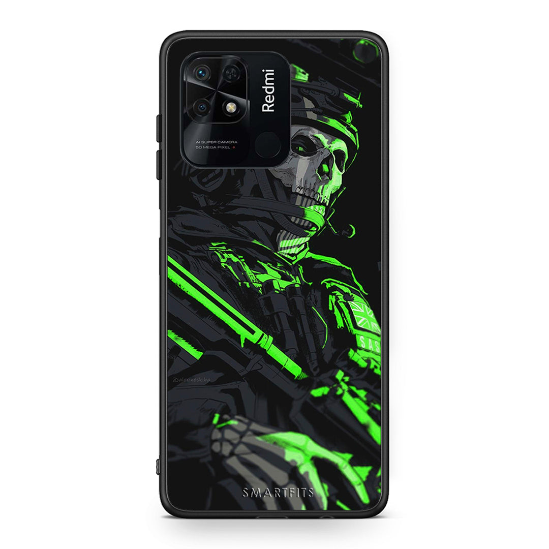 Xiaomi Redmi 10C Green Soldier Θήκη Αγίου Βαλεντίνου από τη Smartfits με σχέδιο στο πίσω μέρος και μαύρο περίβλημα | Smartphone case with colorful back and black bezels by Smartfits