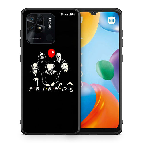 Θήκη Xiaomi Redmi 10C Halloween Friends από τη Smartfits με σχέδιο στο πίσω μέρος και μαύρο περίβλημα | Xiaomi Redmi 10C Halloween Friends case with colorful back and black bezels