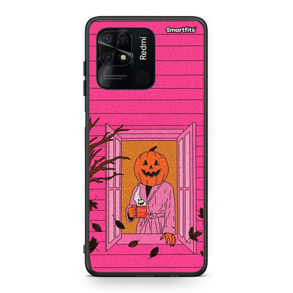 Xiaomi Redmi 10C Halloween Pumpkin Lady Θήκη από τη Smartfits με σχέδιο στο πίσω μέρος και μαύρο περίβλημα | Smartphone case with colorful back and black bezels by Smartfits