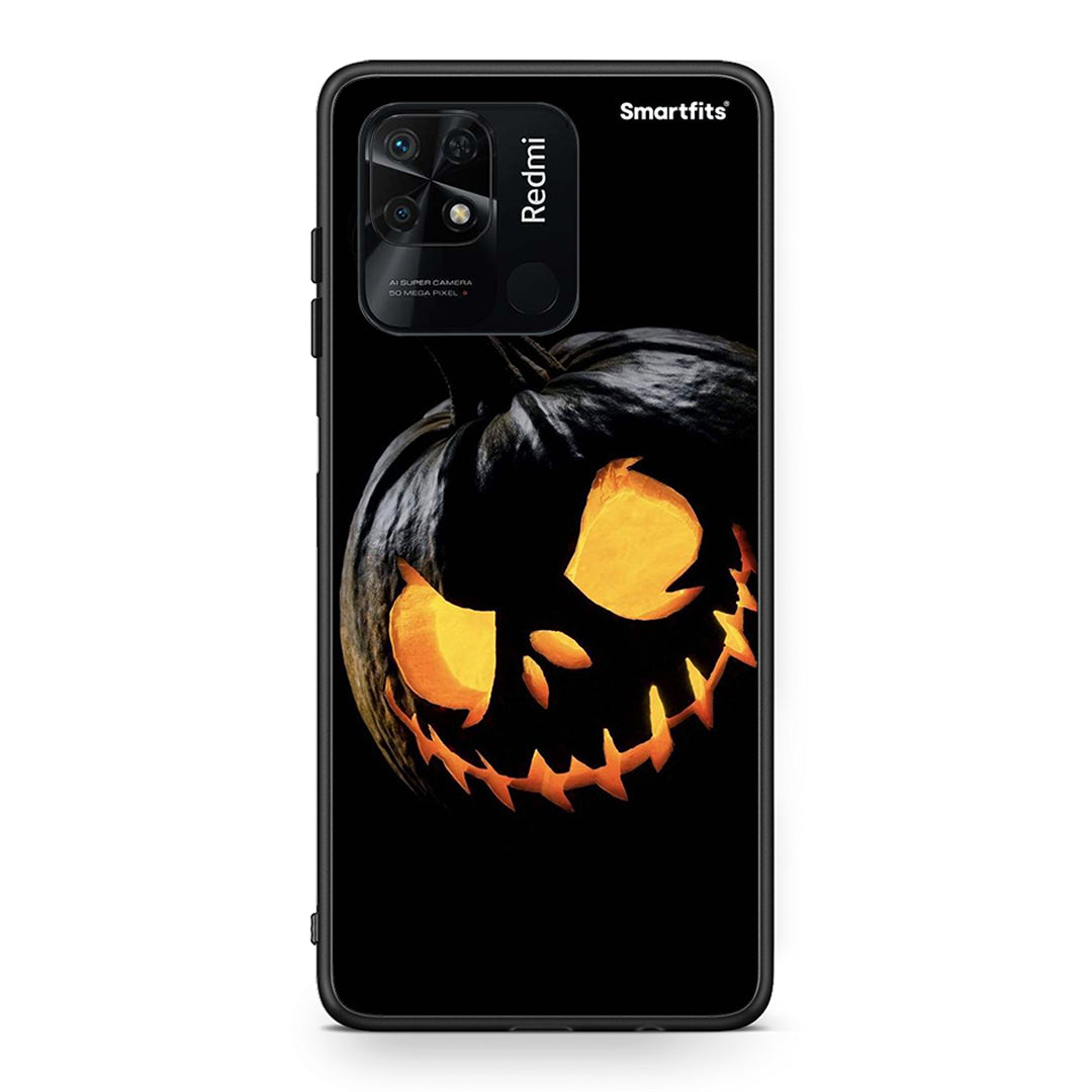 Xiaomi Redmi 10C Halloween Scary Pumpkin Θήκη από τη Smartfits με σχέδιο στο πίσω μέρος και μαύρο περίβλημα | Smartphone case with colorful back and black bezels by Smartfits