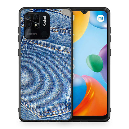 Θήκη Xiaomi Redmi 10C Jeans Pocket από τη Smartfits με σχέδιο στο πίσω μέρος και μαύρο περίβλημα | Xiaomi Redmi 10C Jeans Pocket case with colorful back and black bezels