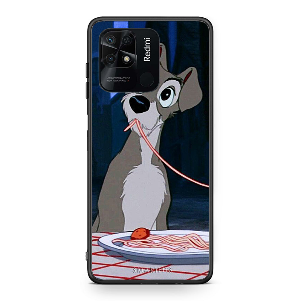 Xiaomi Redmi 10C Lady And Tramp 1 Θήκη Αγίου Βαλεντίνου από τη Smartfits με σχέδιο στο πίσω μέρος και μαύρο περίβλημα | Smartphone case with colorful back and black bezels by Smartfits
