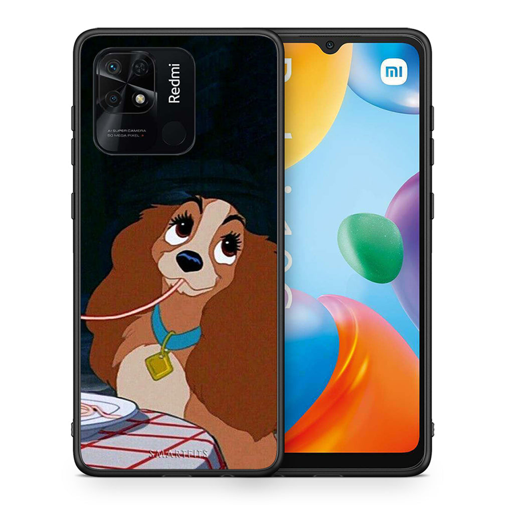 Θήκη Αγίου Βαλεντίνου Xiaomi Redmi 10C Lady And Tramp 2 από τη Smartfits με σχέδιο στο πίσω μέρος και μαύρο περίβλημα | Xiaomi Redmi 10C Lady And Tramp 2 case with colorful back and black bezels