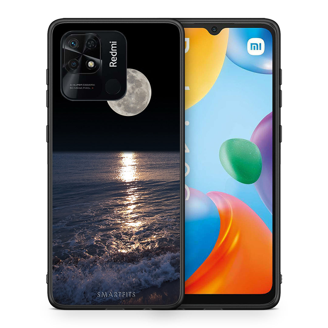 Θήκη Xiaomi Redmi 10C Moon Landscape από τη Smartfits με σχέδιο στο πίσω μέρος και μαύρο περίβλημα | Xiaomi Redmi 10C Moon Landscape case with colorful back and black bezels
