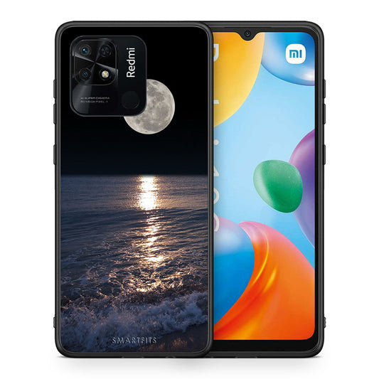 Θήκη Xiaomi Redmi 10C Moon Landscape από τη Smartfits με σχέδιο στο πίσω μέρος και μαύρο περίβλημα | Xiaomi Redmi 10C Moon Landscape case with colorful back and black bezels