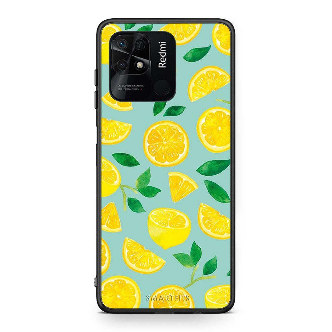 Xiaomi Redmi 10C Lemons θήκη από τη Smartfits με σχέδιο στο πίσω μέρος και μαύρο περίβλημα | Smartphone case with colorful back and black bezels by Smartfits