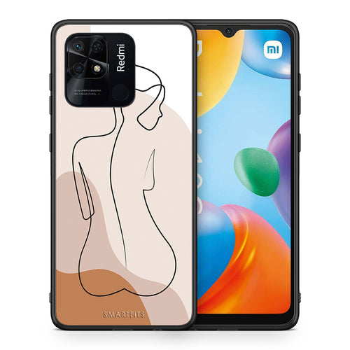Θήκη Xiaomi Redmi 10C LineArt Woman από τη Smartfits με σχέδιο στο πίσω μέρος και μαύρο περίβλημα | Xiaomi Redmi 10C LineArt Woman case with colorful back and black bezels