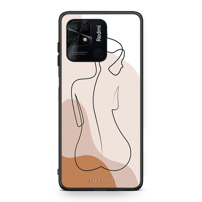 Xiaomi Redmi 10C LineArt Woman θήκη από τη Smartfits με σχέδιο στο πίσω μέρος και μαύρο περίβλημα | Smartphone case with colorful back and black bezels by Smartfits