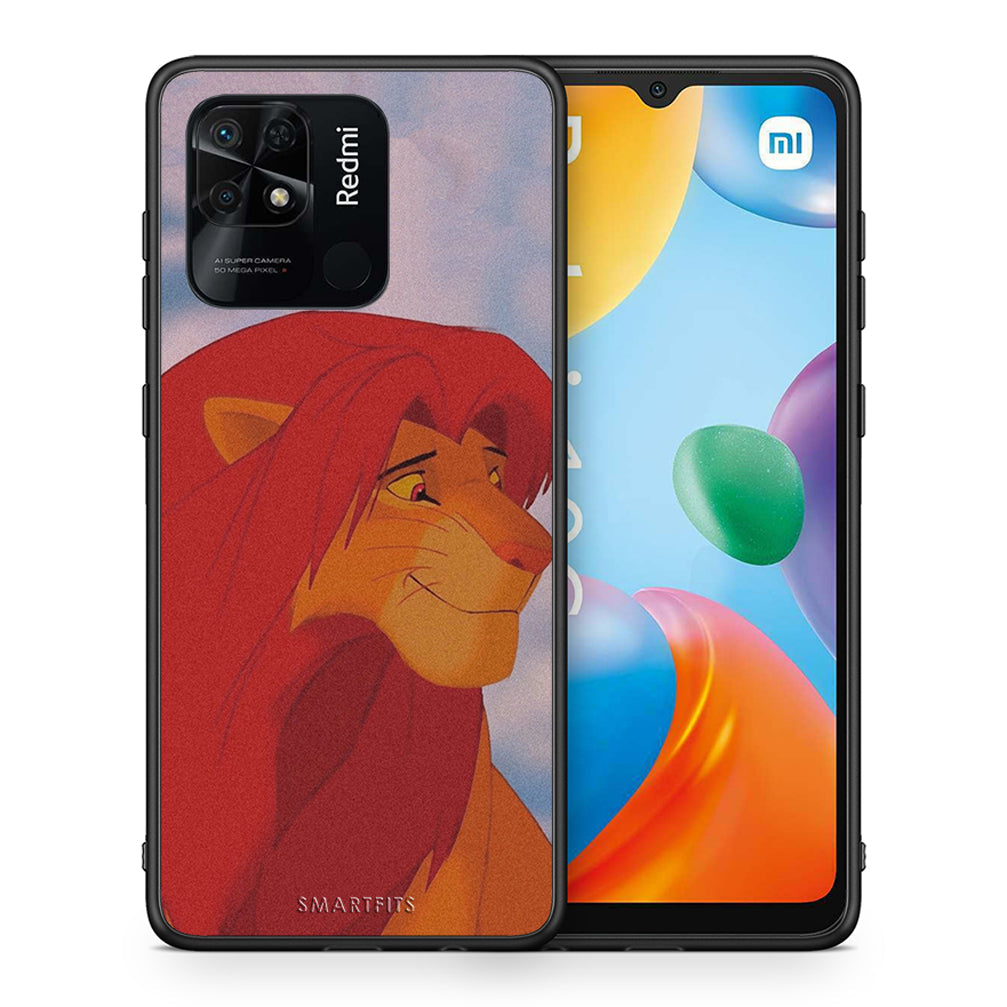 Θήκη Αγίου Βαλεντίνου Xiaomi Redmi 10C Lion Love 1 από τη Smartfits με σχέδιο στο πίσω μέρος και μαύρο περίβλημα | Xiaomi Redmi 10C Lion Love 1 case with colorful back and black bezels