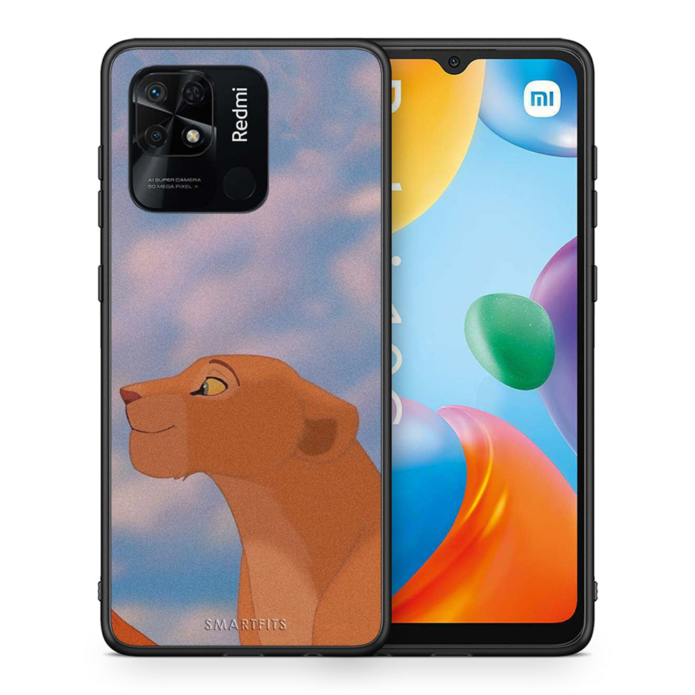 Θήκη Αγίου Βαλεντίνου Xiaomi Redmi 10C Lion Love 2 από τη Smartfits με σχέδιο στο πίσω μέρος και μαύρο περίβλημα | Xiaomi Redmi 10C Lion Love 2 case with colorful back and black bezels