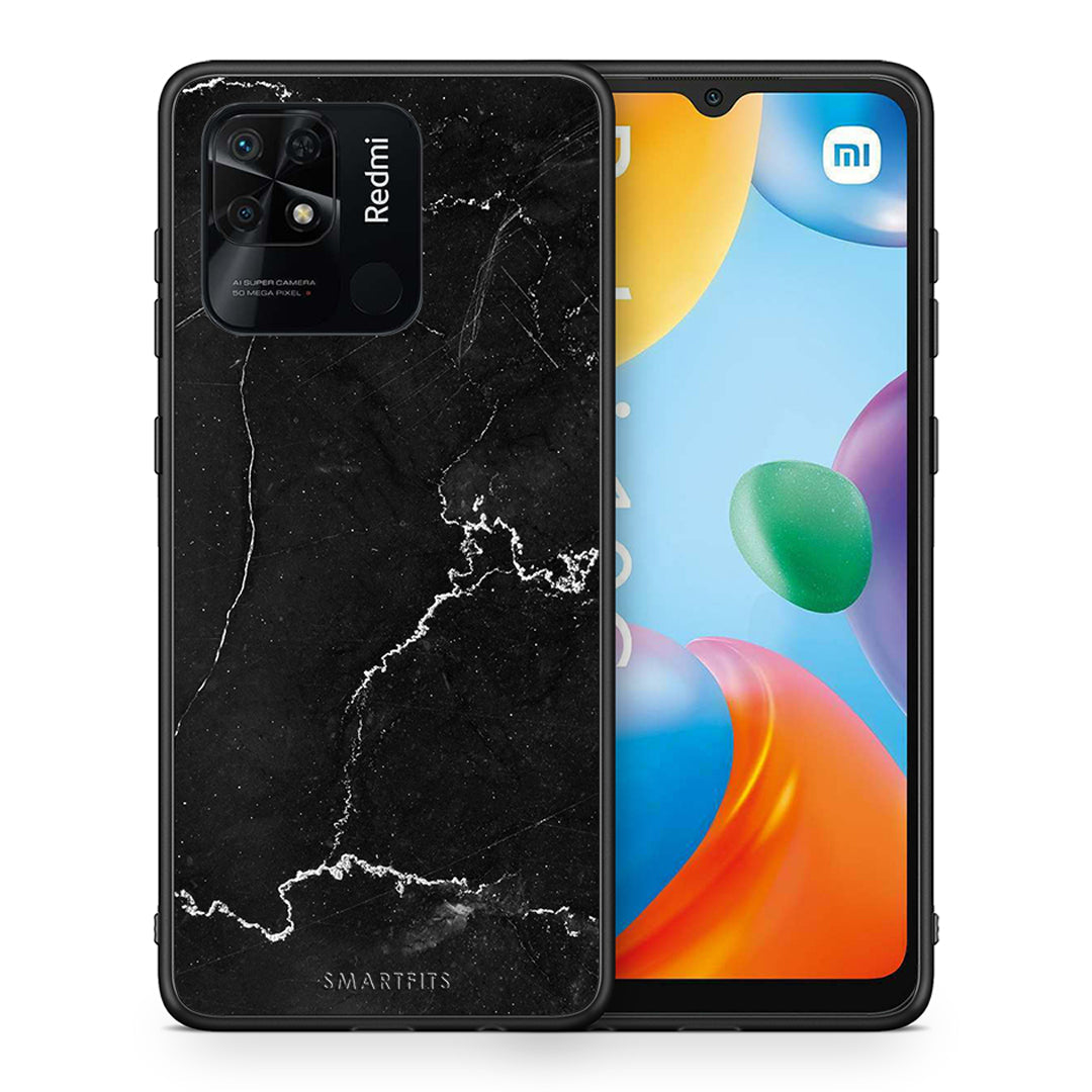 Θήκη Xiaomi Redmi 10C Marble Black από τη Smartfits με σχέδιο στο πίσω μέρος και μαύρο περίβλημα | Xiaomi Redmi 10C Marble Black case with colorful back and black bezels