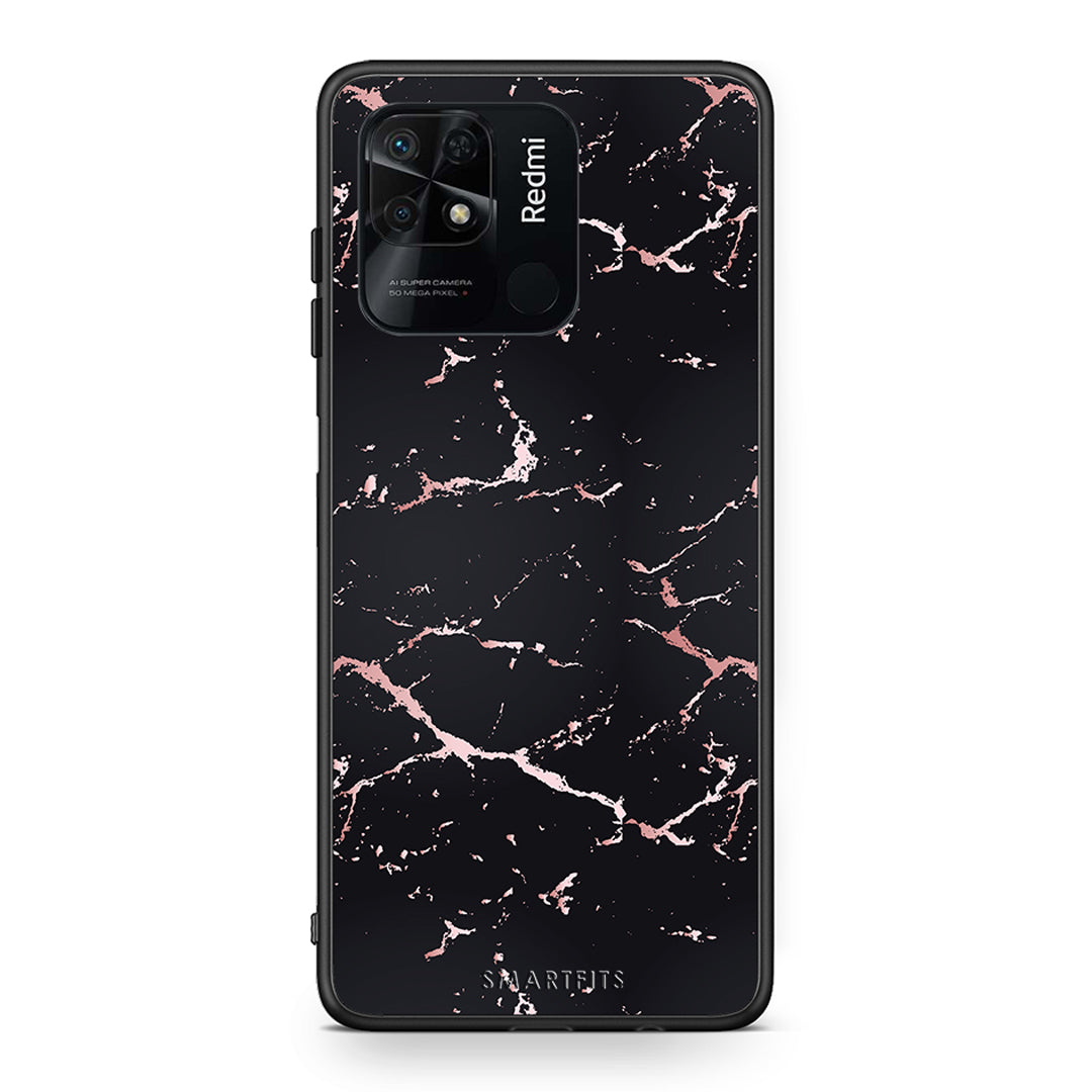 4 - Xiaomi Redmi 10C Black Rosegold Marble case, cover, bumper