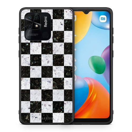 Θήκη Xiaomi Redmi 10C Square Geometric Marble από τη Smartfits με σχέδιο στο πίσω μέρος και μαύρο περίβλημα | Xiaomi Redmi 10C Square Geometric Marble case with colorful back and black bezels
