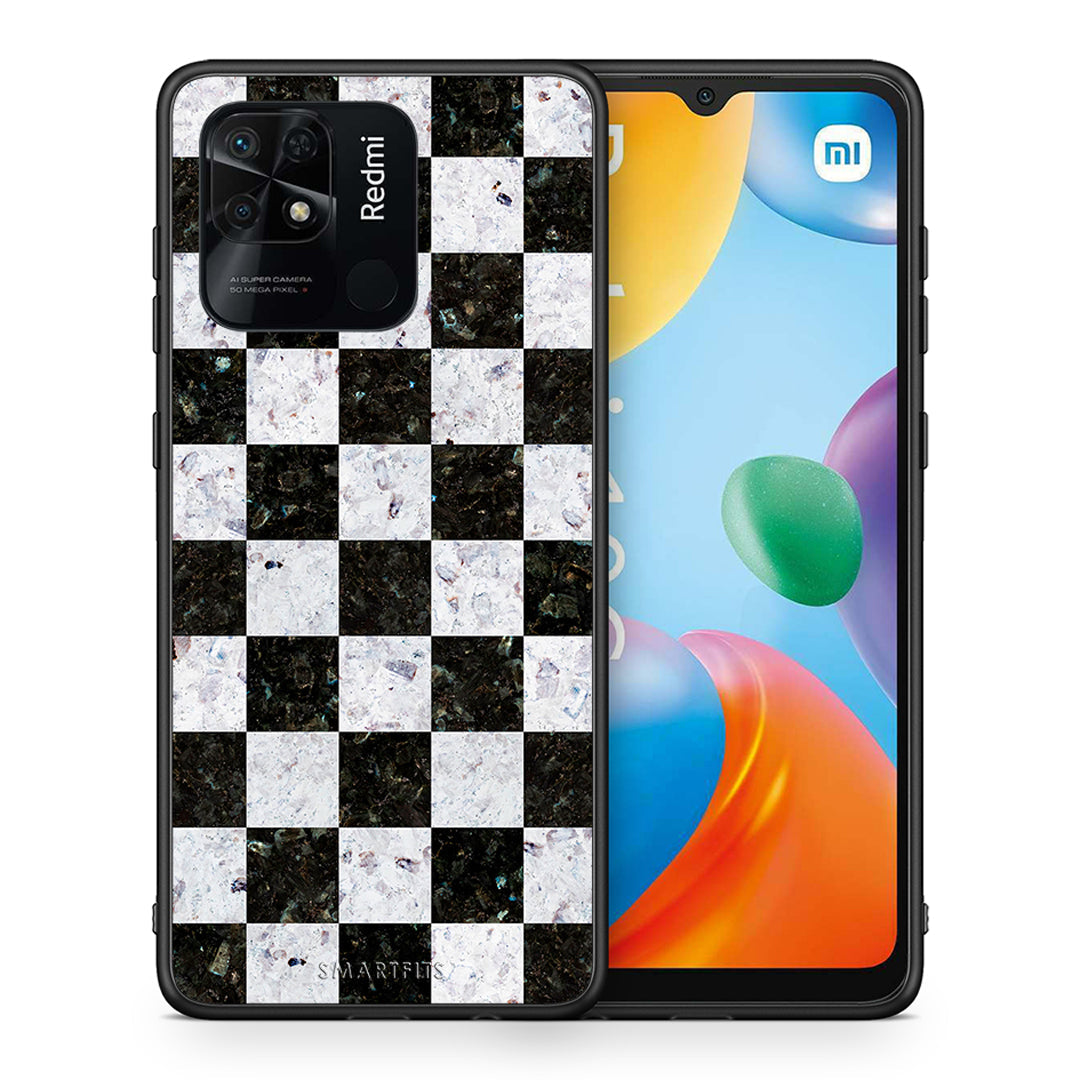 Θήκη Xiaomi Redmi 10C Square Geometric Marble από τη Smartfits με σχέδιο στο πίσω μέρος και μαύρο περίβλημα | Xiaomi Redmi 10C Square Geometric Marble case with colorful back and black bezels